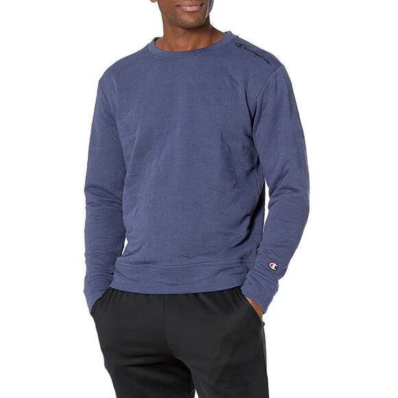 Champion Men's Classic Blue Textured Sports Layering Crew Sweatshirt Size S - Picture 1 of 3